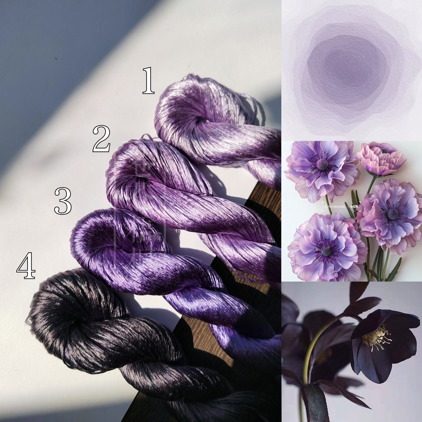 10g Suzhou Embroidery Thick Filament Slightly Twisted Mulberry Silk Thread(槿紫)