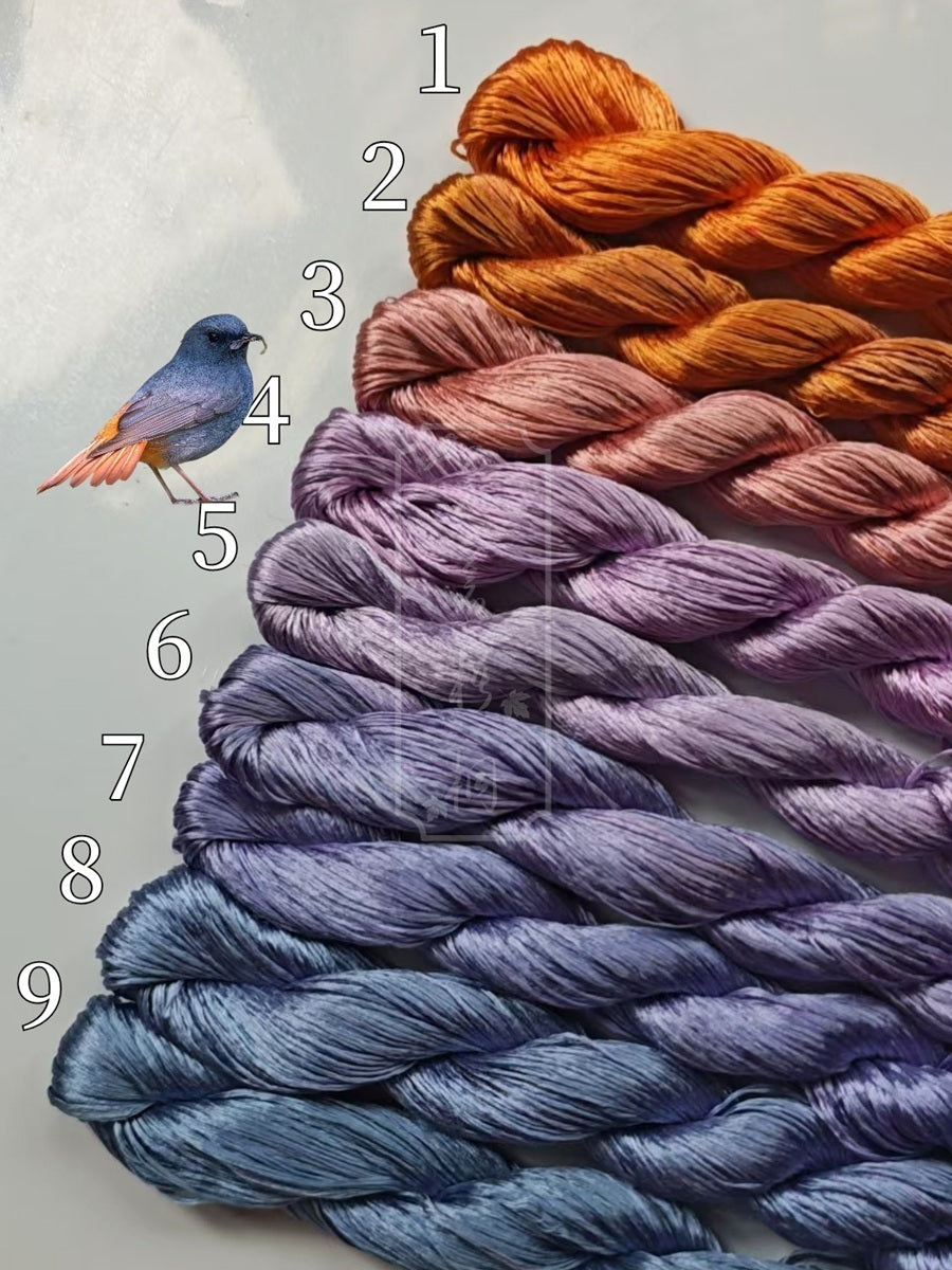 10g*11 Suzhou Embroidery Thick Filament Slightly Twisted Mulberry Silk Thread(红尾水鸲)