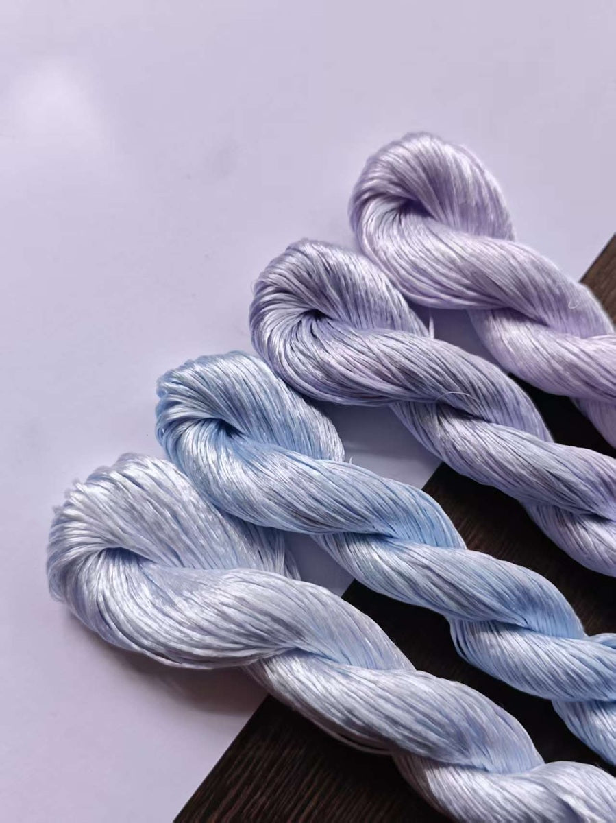 10g*4 Suzhou Embroidery Thick Filament Slightly Twisted Mulberry Silk Thread(Blue Purple 蓝紫色)
