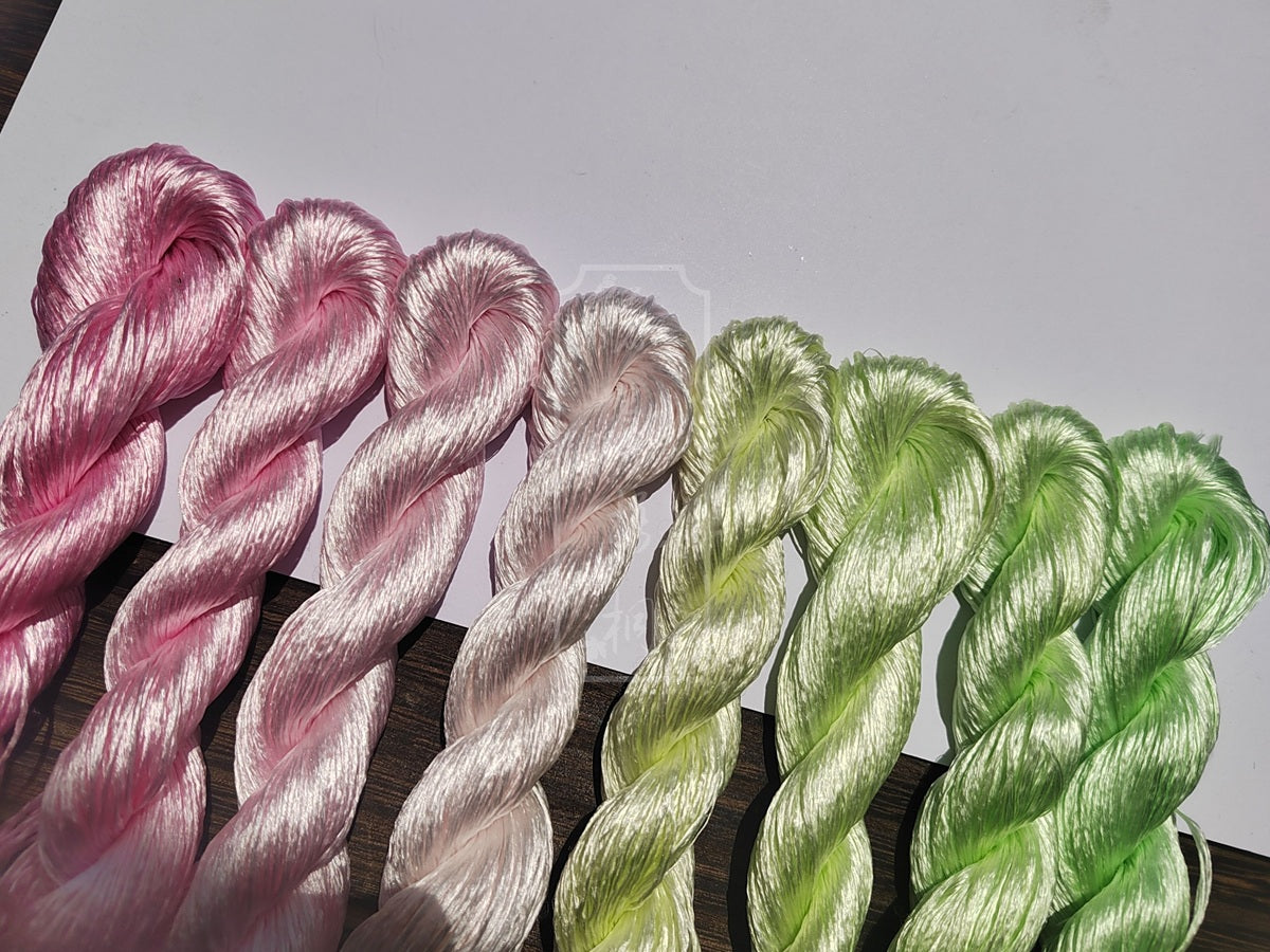 10g*8 Suzhou Embroidery Thick Filament Slightly Twisted Mulberry Silk Thread(碧漪绯棠)