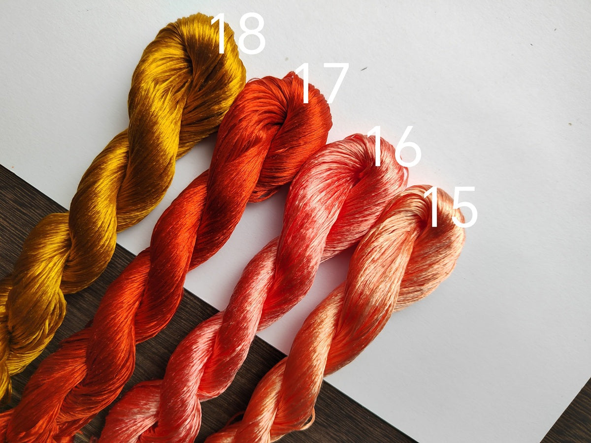 10g*18 Suzhou Embroidery Thick Filament Slightly Twisted Mulberry Silk Thread(Leaves Colors 叶子)