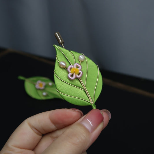 Jewels on Leaves Chanhua Brooch Materials Flowers DIY Kit - Include Detailed Video Tutorial