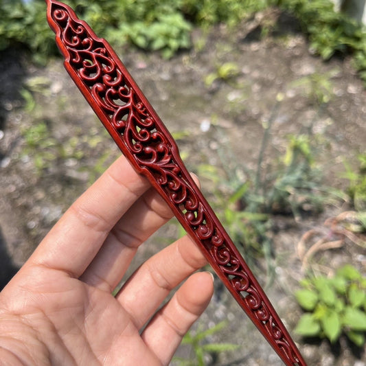 Natural Wooden Openwork Hair Stick Set - 20cm Hairpin (祥云镂空)