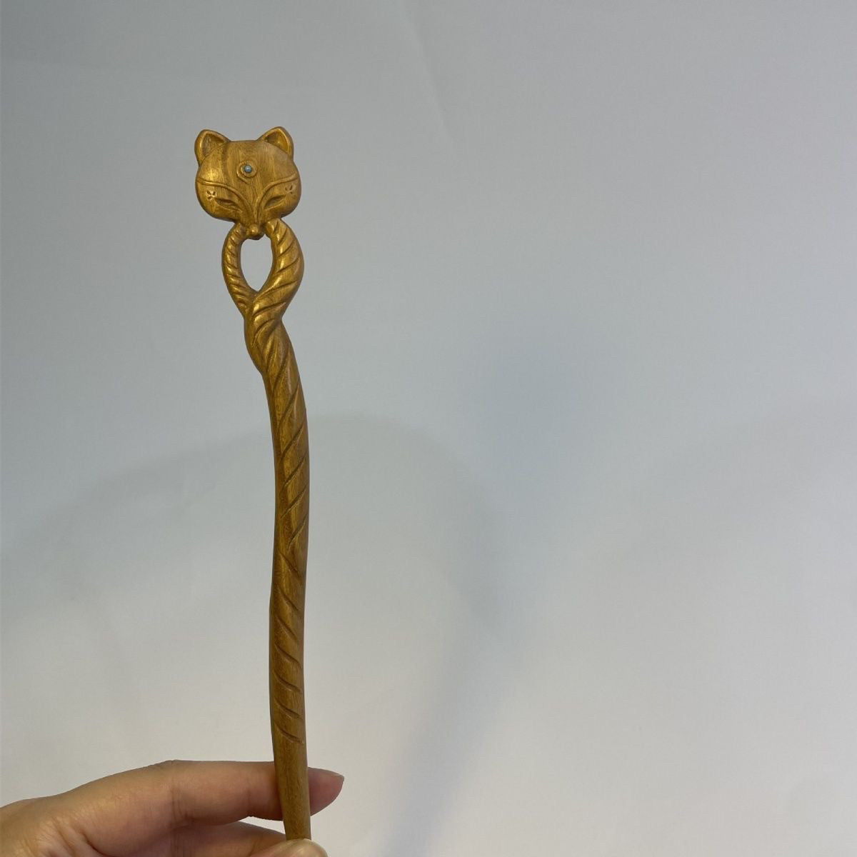 Natural Wooden Fox Hair Stick Set - 20cm Hairpin (凤九)