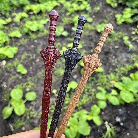 Natural Wooden Sword Hair Stick Set - Dragon Pattern 20cm (龙纹剑簪)