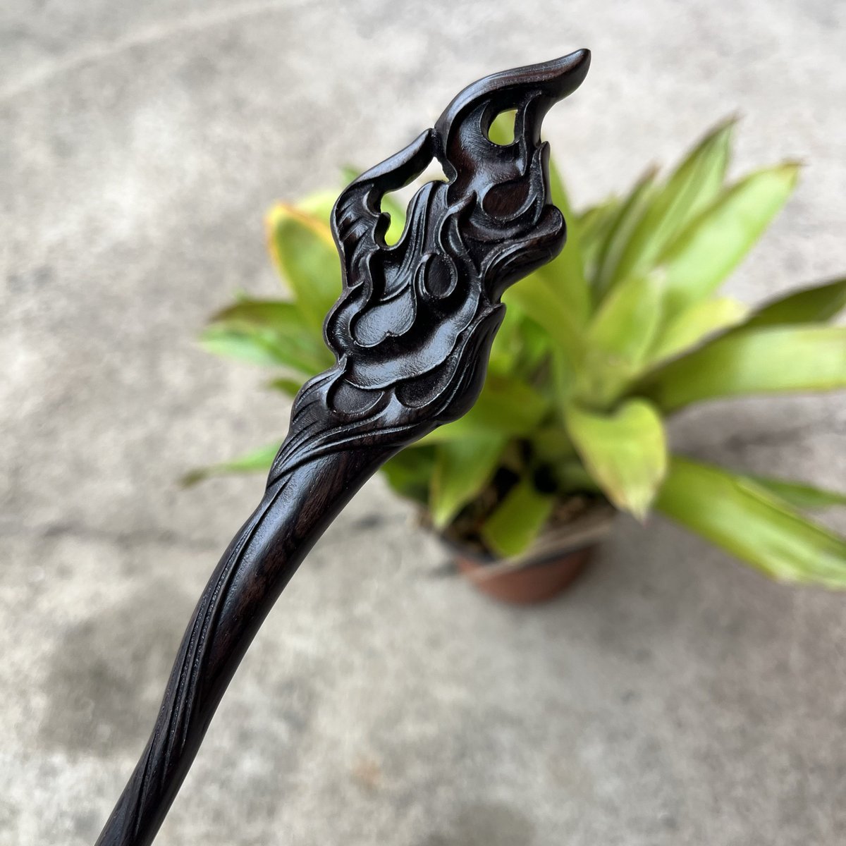 Natural Wooden Flame Hair Stick Set - 19cm Hairpin (火焰)