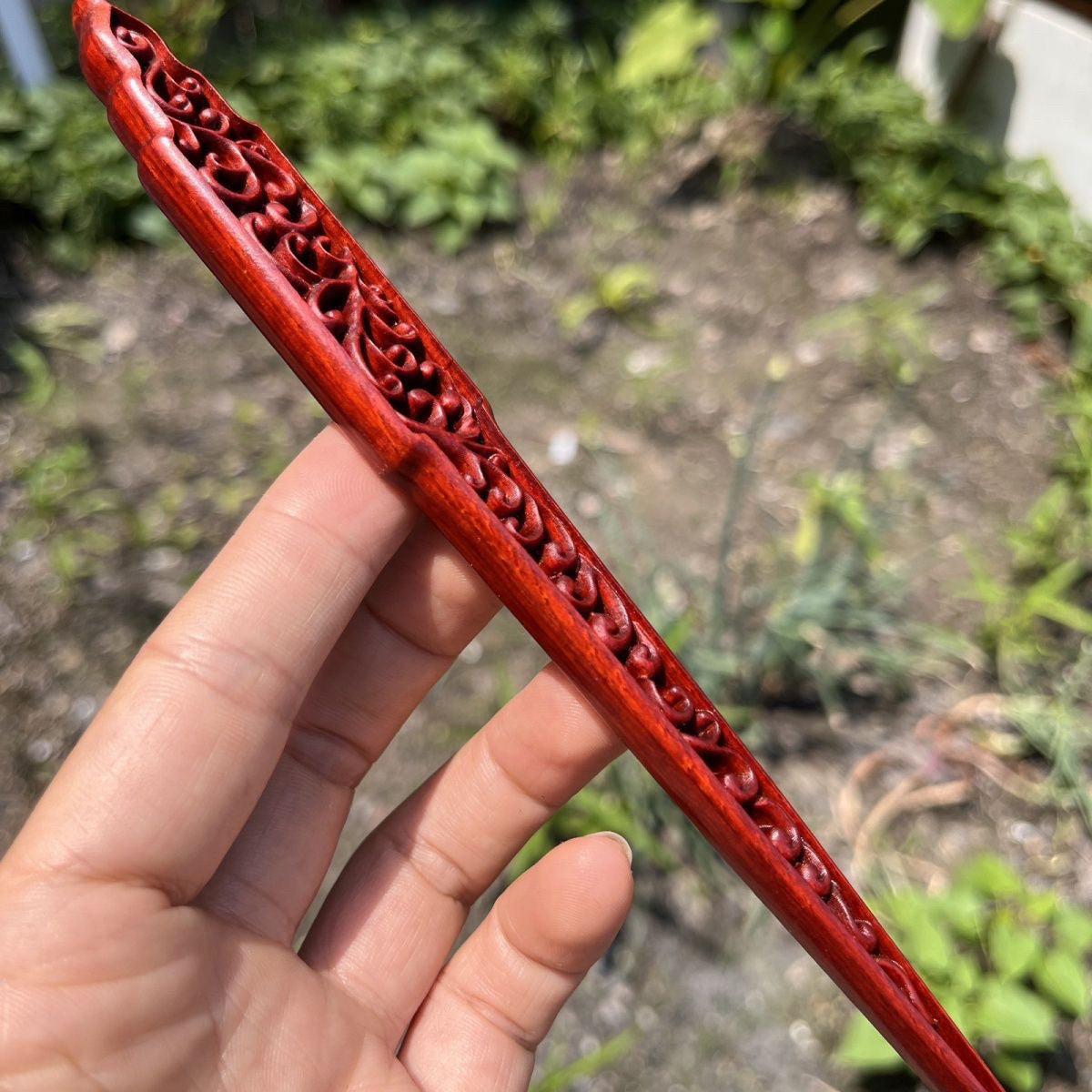 Natural Wooden Openwork Hair Stick Set - 20cm Hairpin (祥云镂空)