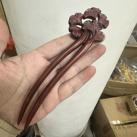 Natural Wooden Hair Stick Set - 17cm U Shape Ginkgo Leaf Hairpin (银杏叶)