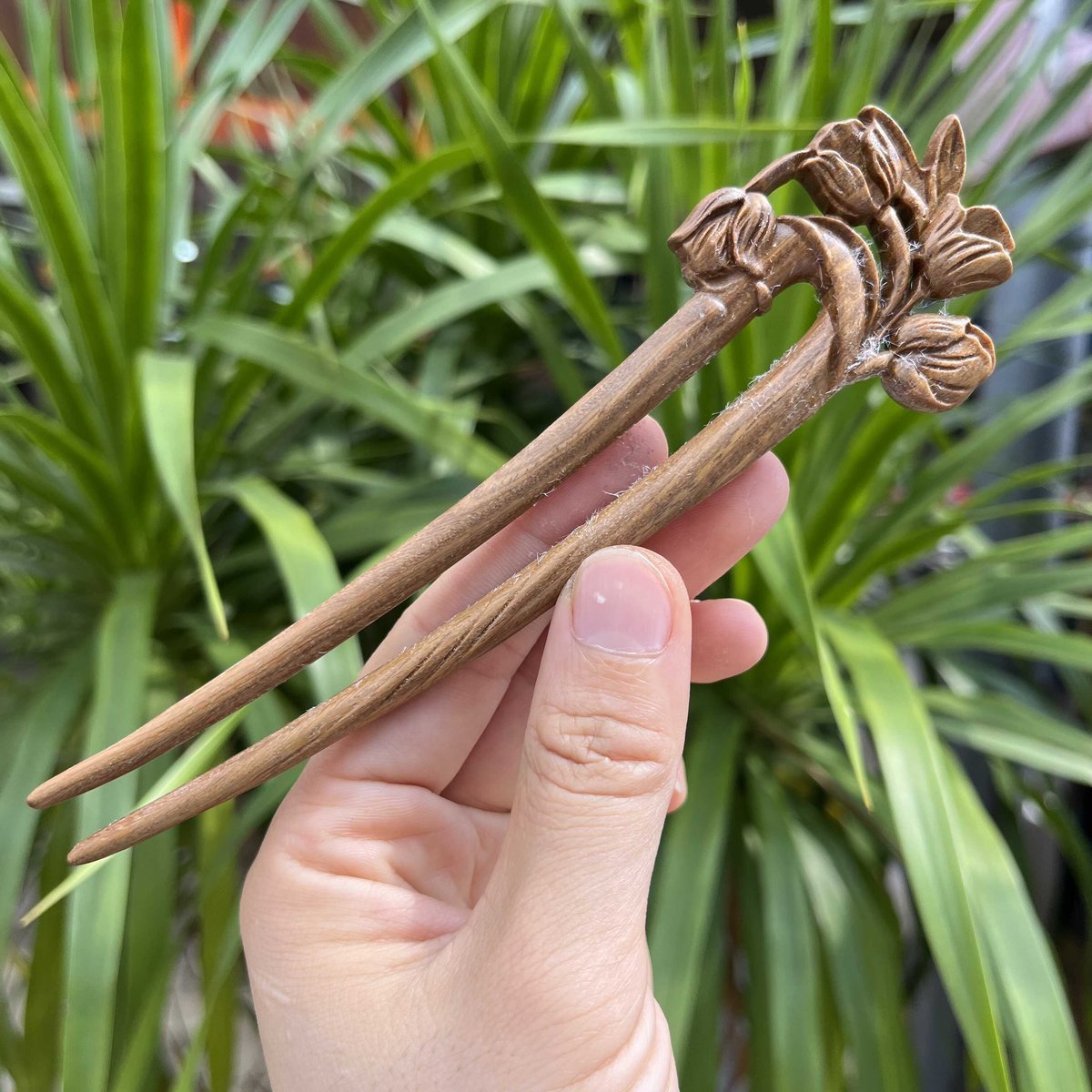 Natural Wooden Hair Stick Set - 17cm U Shape Tulip Hairpin (郁金香)