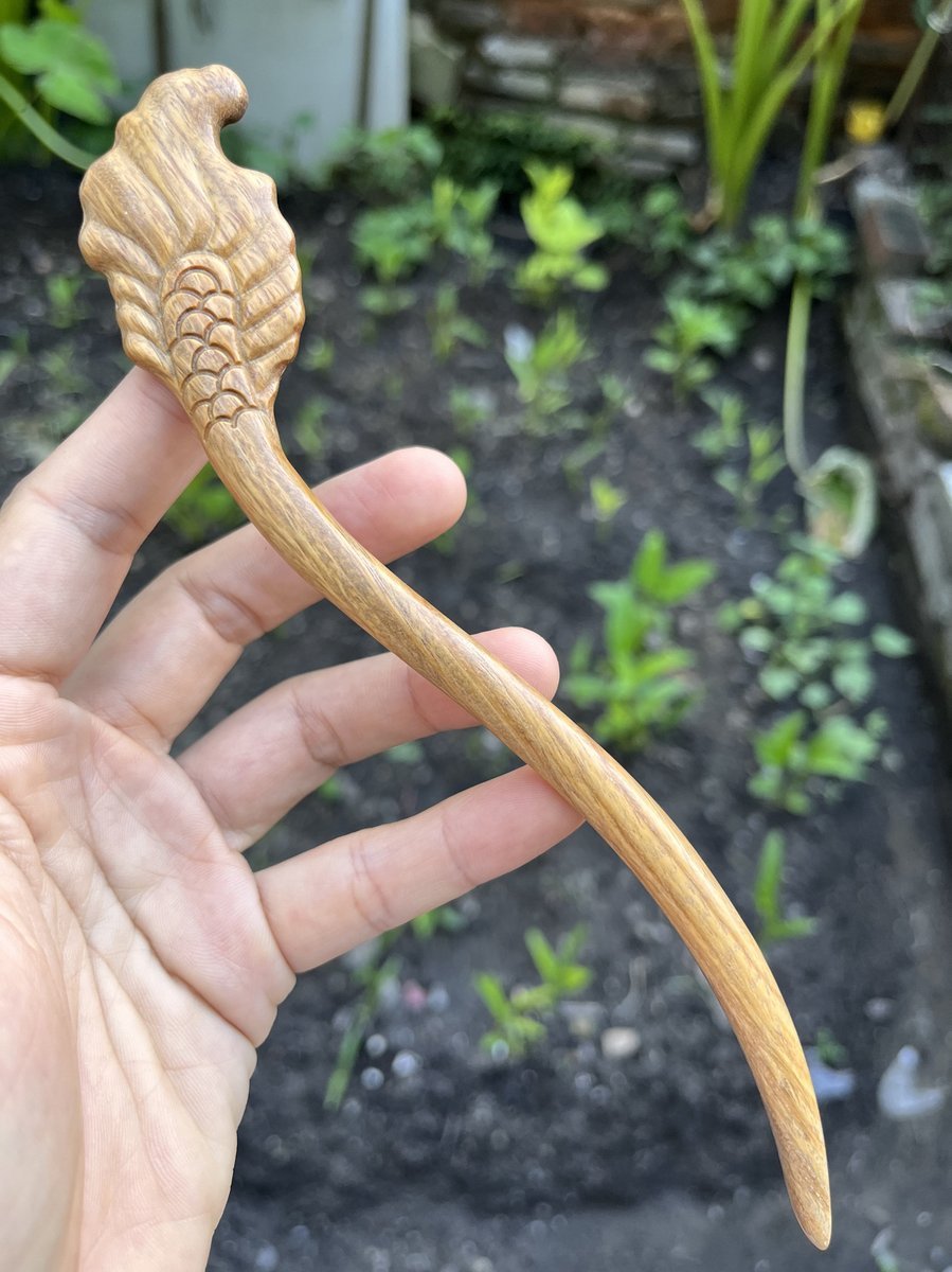 Natural Wooden Fish Tail Hair Stick Set - 20cm Hairpin (鱼尾)