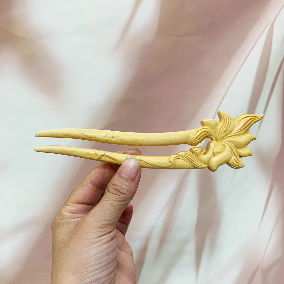 Natural Wooden Hair Stick Set - 17cm U Shape Nine-Tailed Fox Hairpin (九尾狐)