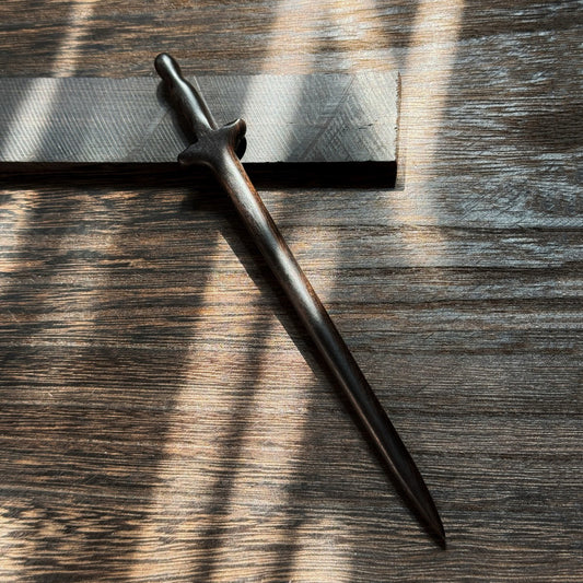 Natural African Blackwood Hair Stick - Immortal Sword Design #仙剑