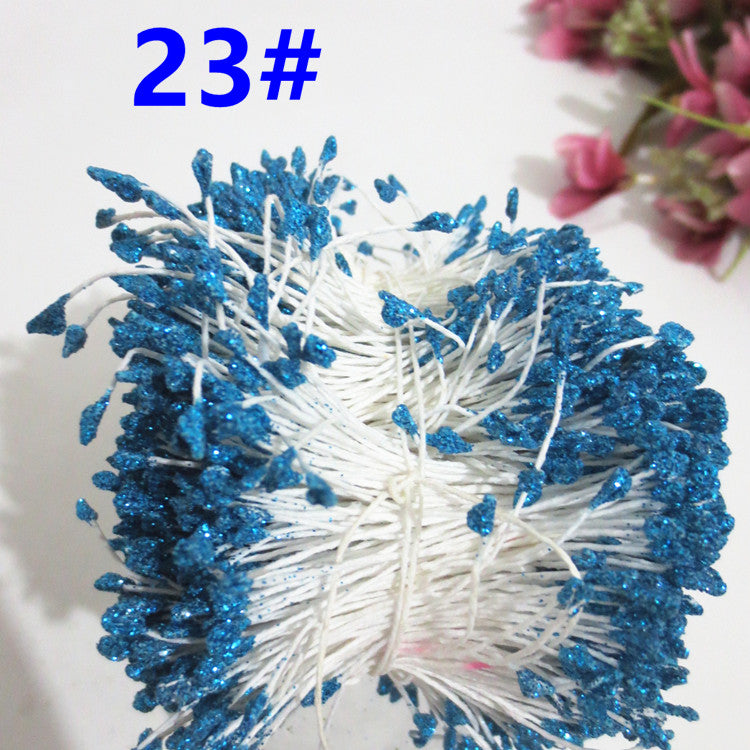 Glitter Coated Flower Stamens (Approx. 280-330pcs) - Stiff Stem for DIY Floral Crafts