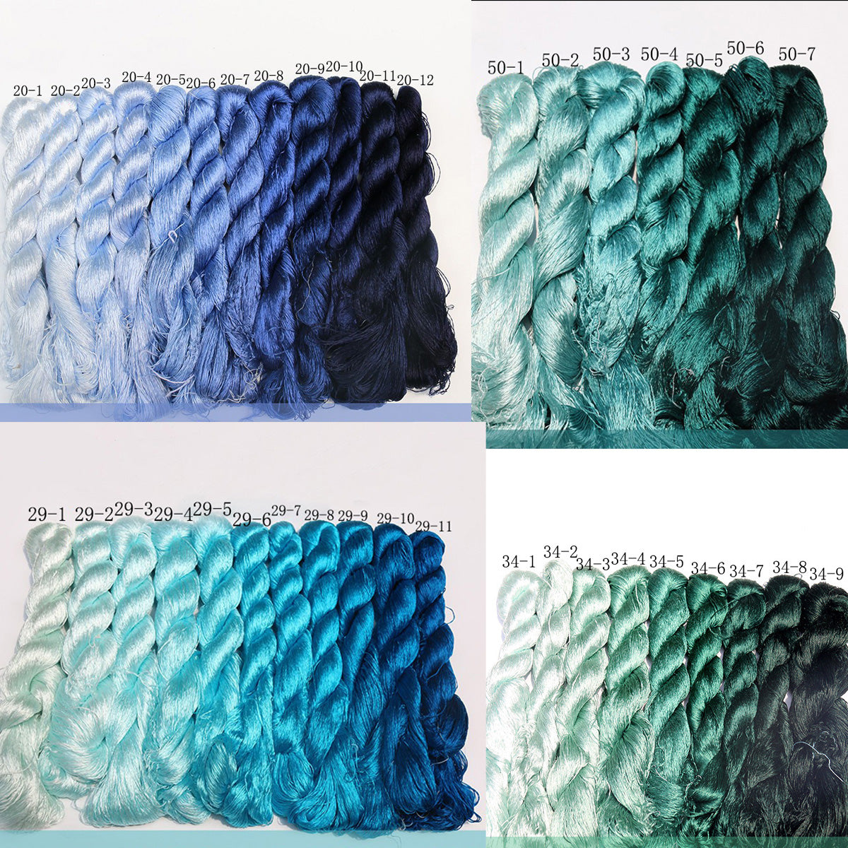 20m Suzhou Embroidery Mulberry Silk Thread(Blue01 37*20m)