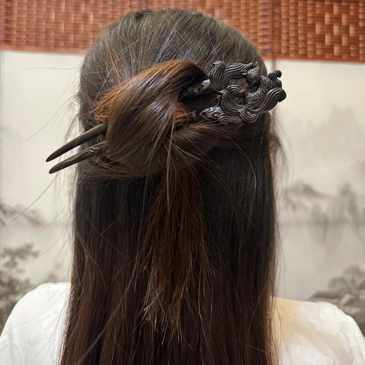 Natural Wooden Hair Stick Set - 17cm U Shape Little Fox Hairpin (九尾狐小狐狸)