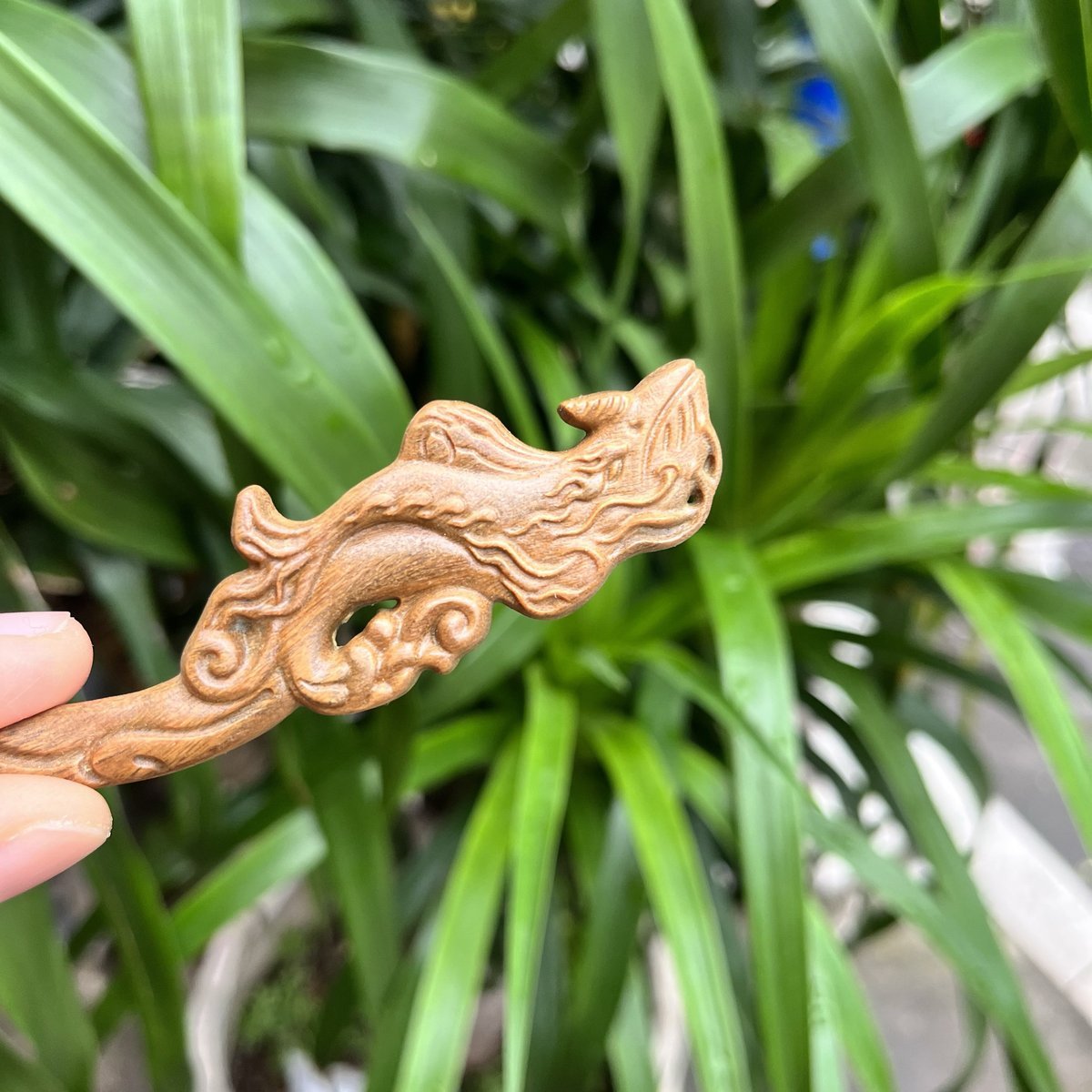 Natural Wooden Hair Stick Set - 20cm Mythical Creature Design (山海鲸)