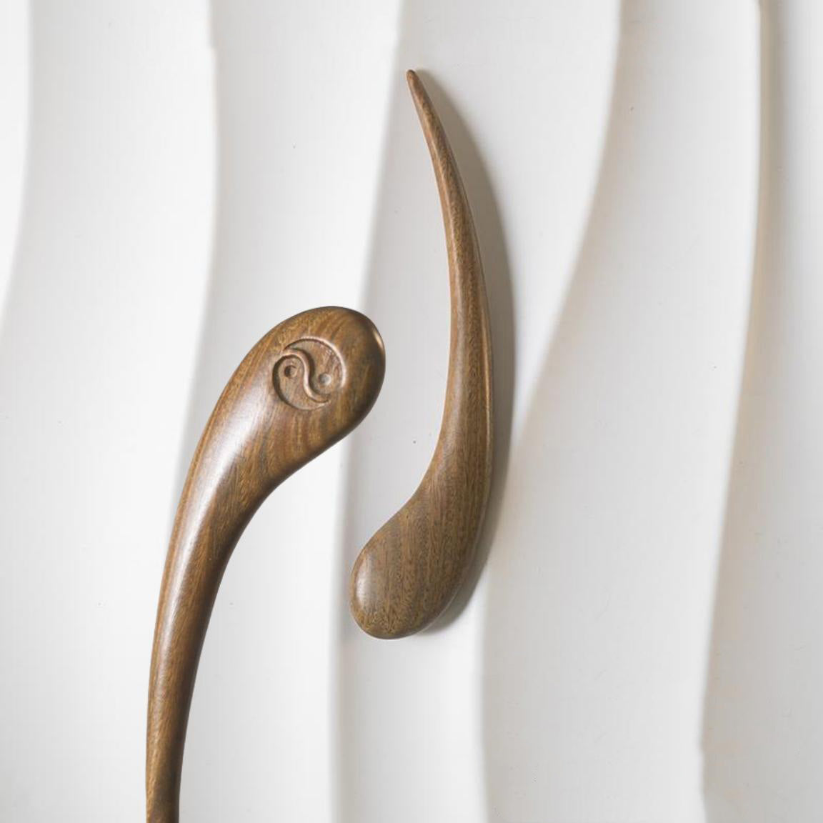 Ebony & Green Sandalwood Hair Stick – 15cm Handmade Taiji Wooden Hair Pin for Women | Natural Fragrant Finish