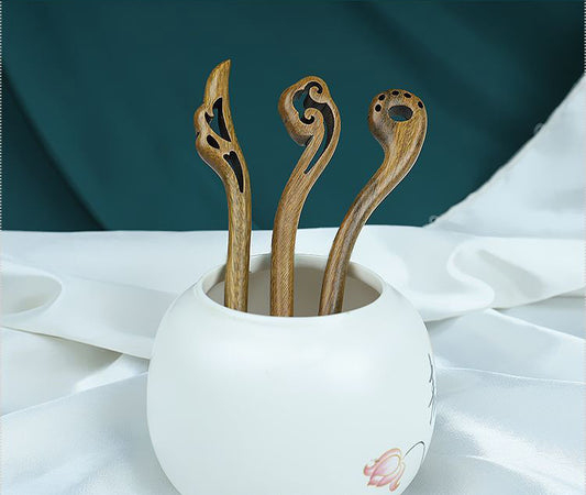 Natural Wooden Hair Sticks for Elegant Hairstyles – Set of Handmade Pins