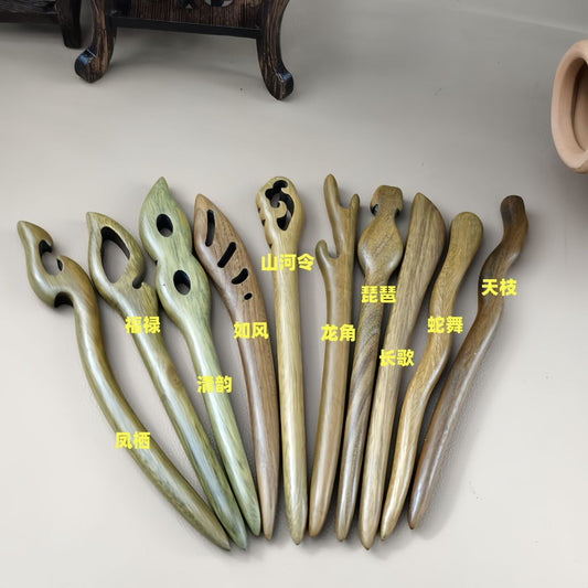 Natural Wooden Hair Sticks for Elegant Hairstyles – Set of Handmade Pins