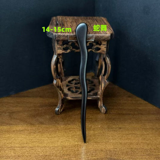 Ebony Wood Hair Stick – 15cm Natural Black Hairpin for Women