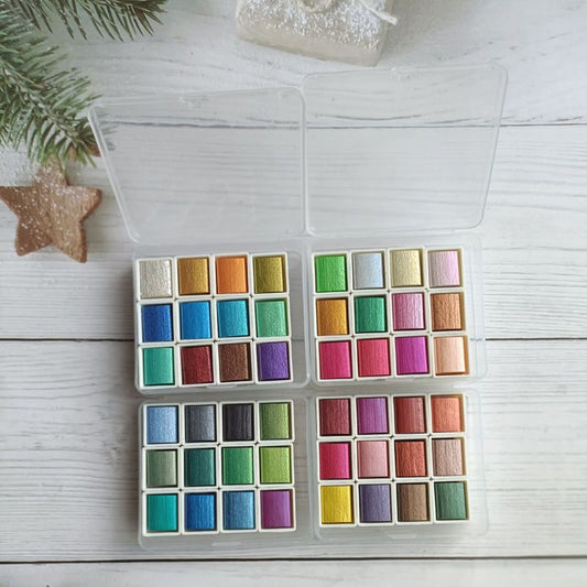 Metallic Pearlescent Solid Watercolor Paint Set for Ronghua Chanhua, Art & Crafts(Combo Pack Set of 12)