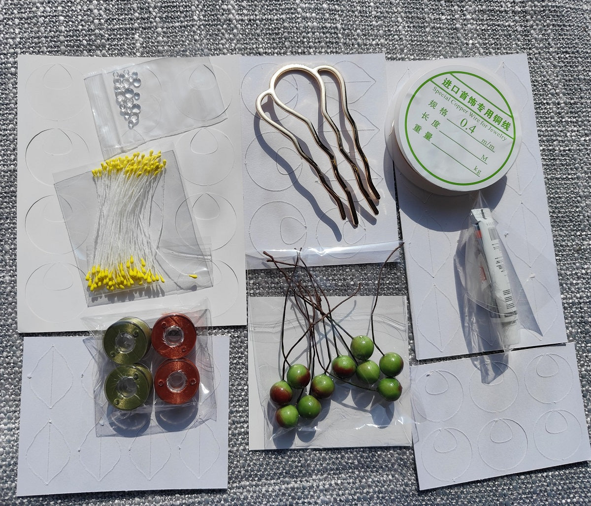 Camellia Series Hair Comb Chanhua Materials Flowers DIY Kit - Include Detailed Video Tutorial