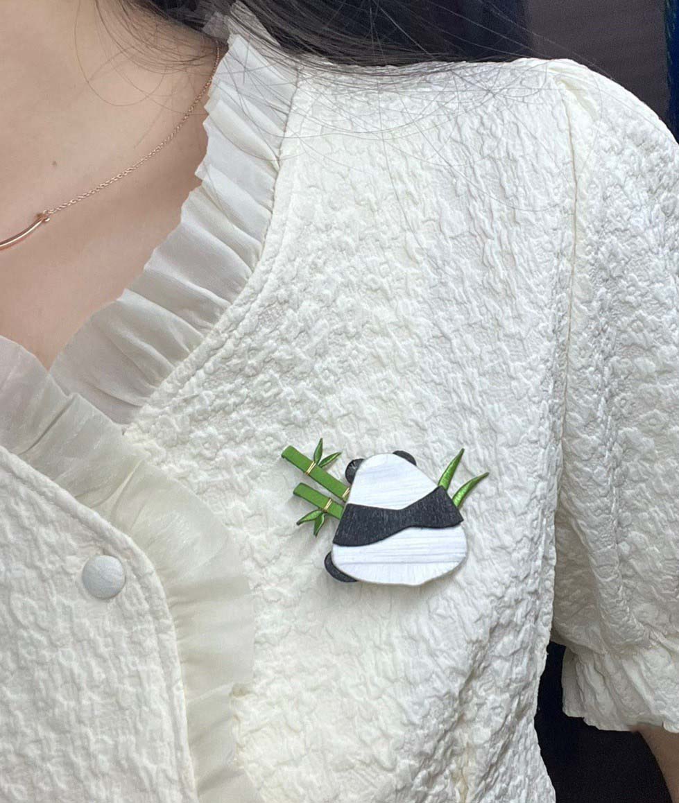 Panda Bespoke Brooch-Silk Brooch(Chanhua)