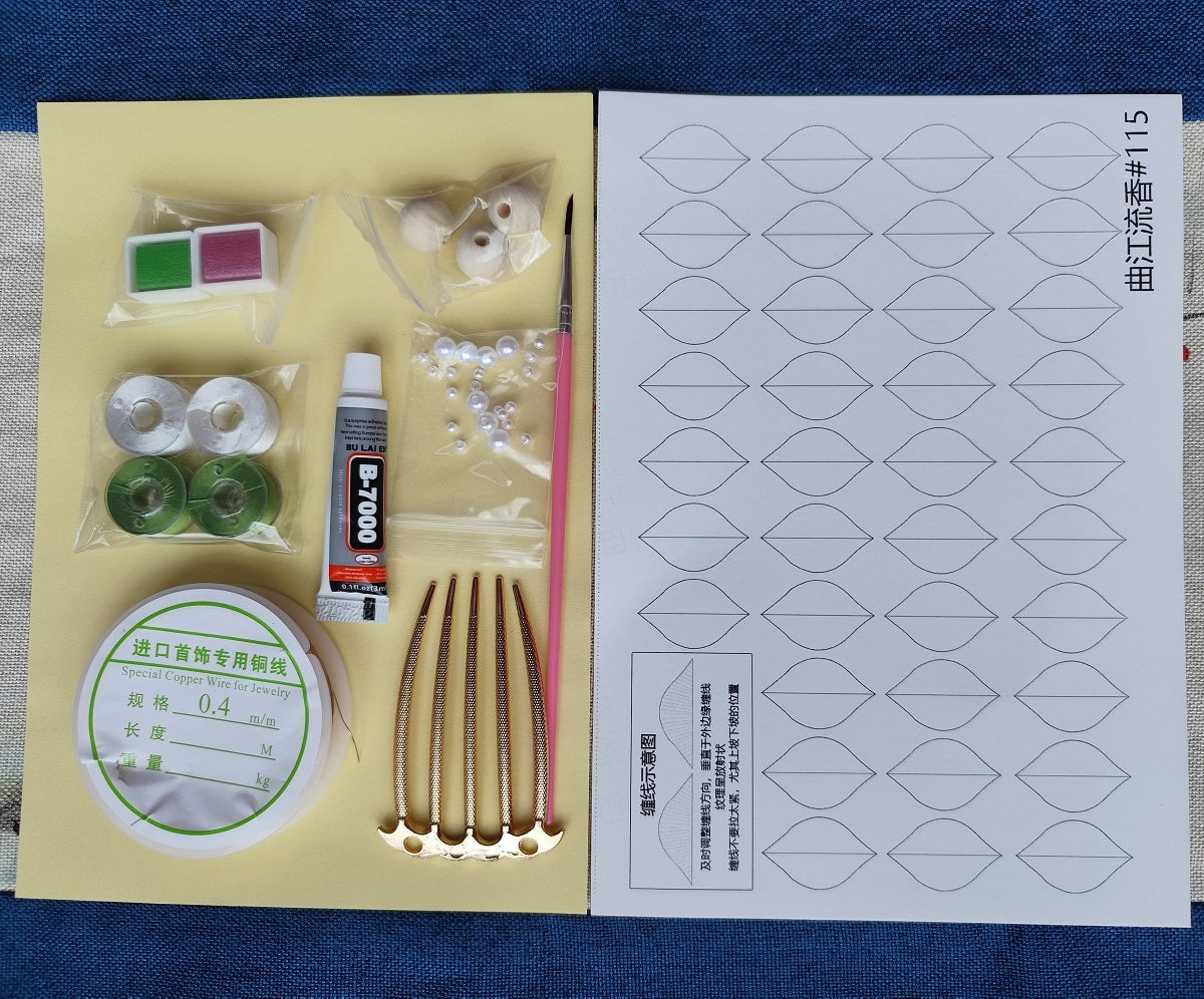 Triangle Plum Hairpin Chanhua Materials Flowers DIY Kit - Include Detailed Video Tutorial