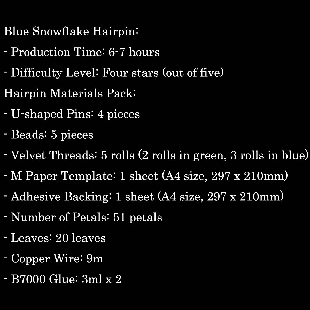 Blue Snowflake Chanhua Materials Flowers DIY Kit - Include Detailed Video Tutorial