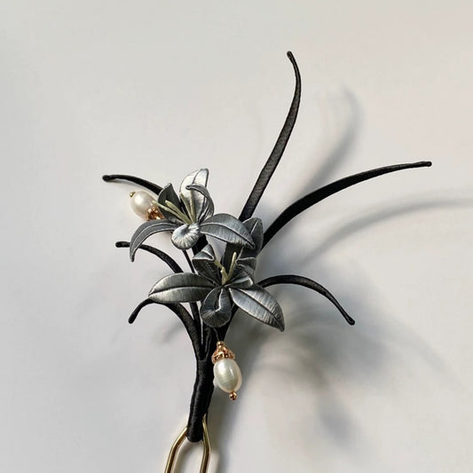 Black Orchid Bespoke Hairpin - Silk Hairpin(Chanhua)