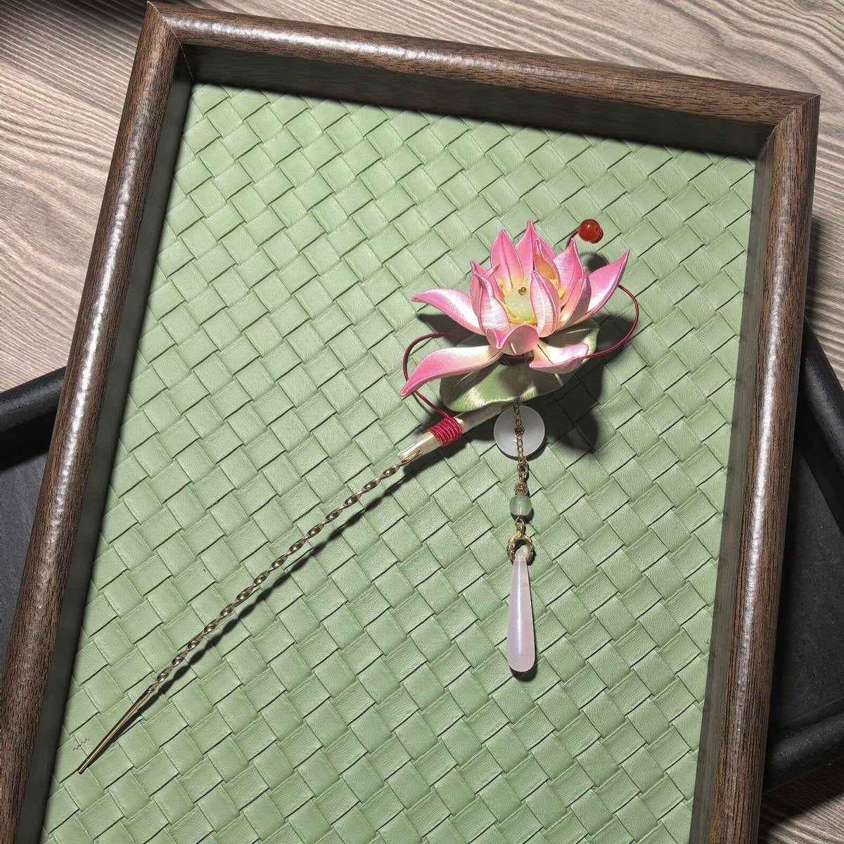 Handmade Thread-Wrapped Lotus Hairpin - Artisanal Chanhua "Whispering Lotus" Accessory