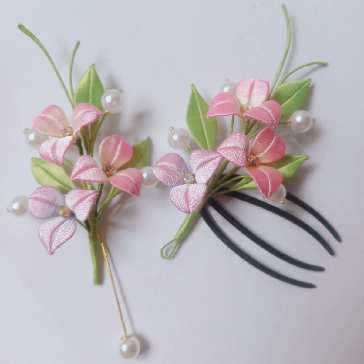 Handmade Thread-Wrapped Bougainvillea Brooch & Hair Clip - Artisanal Chanhua Floral Accessory