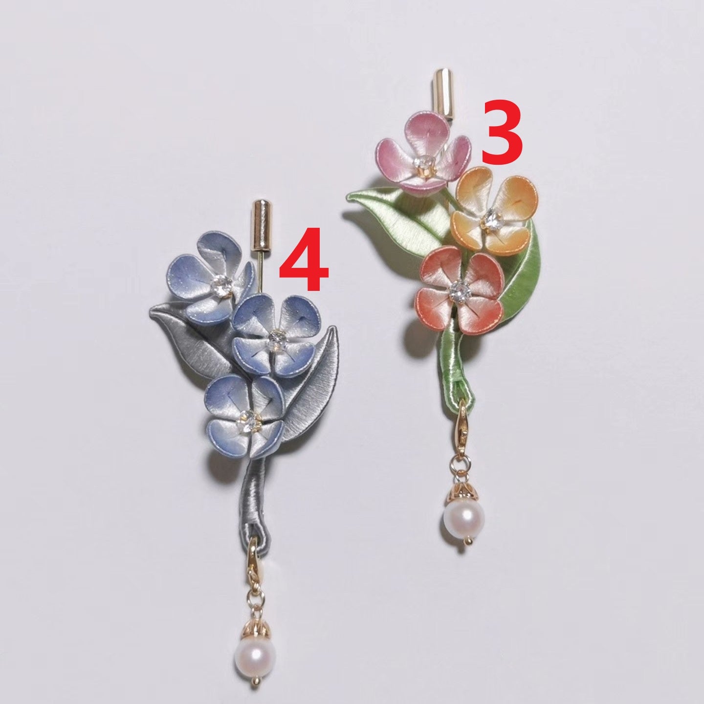 Ruyan Handmade Chanhua Flower Brooch - Pearl Drop
