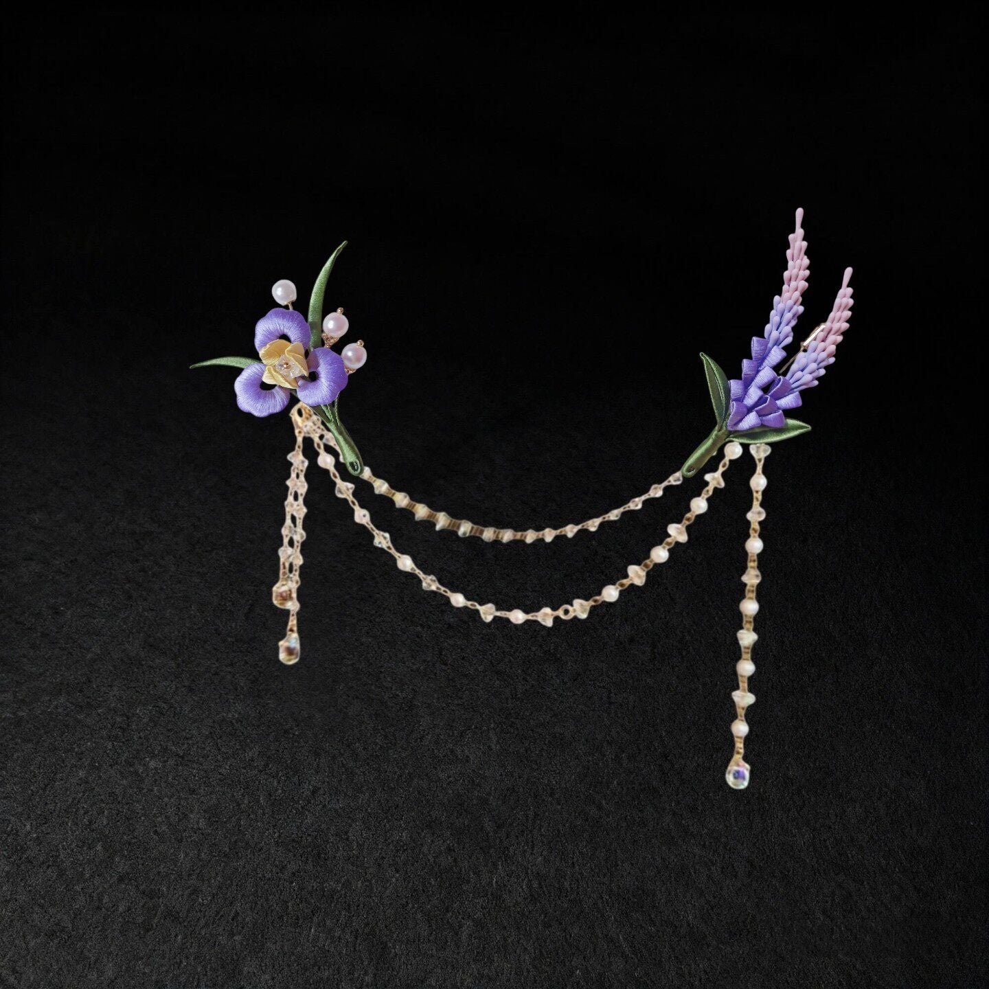 Handmade Chanhua Iris Brooch - Purple Flower Brooch