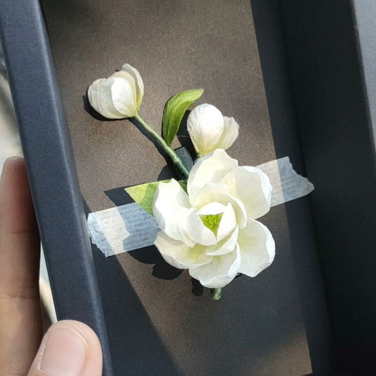 Handmade Jasmine Ronghua Brooch - Artisanal Silk Floral Lapel Pin