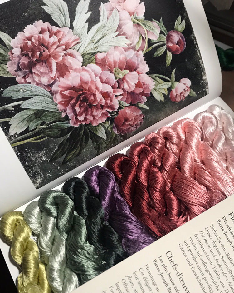 80m Suzhou Embroidery Untwisted Mulberry Silk Thread(#宫廷玫瑰 80m*12)