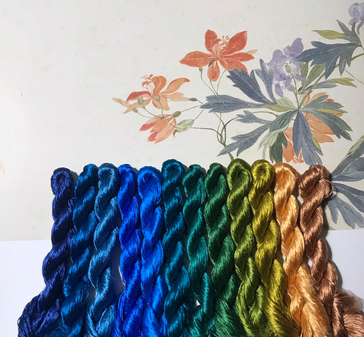 80m Suzhou Embroidery Untwisted Mulberry Silk Thread(#江山 80m*12)