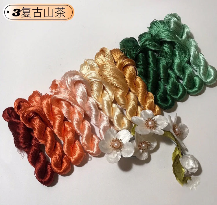 80m Suzhou Embroidery Untwisted Mulberry Silk Thread(#12Colors03 80m*12)