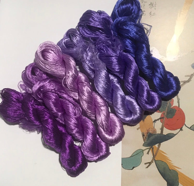 80m Suzhou Embroidery Untwisted Mulberry Silk Thread(#紫云 80m*6)