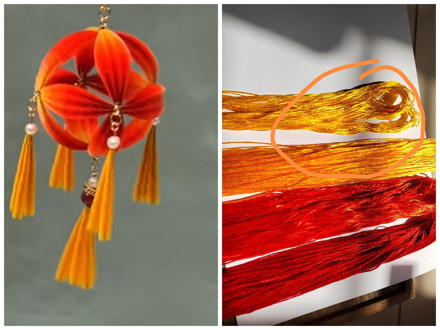 10g Suzhou Embroidery Thick Filament Slightly Twisted Mulberry Silk Thread(落日余晖 10g*7)