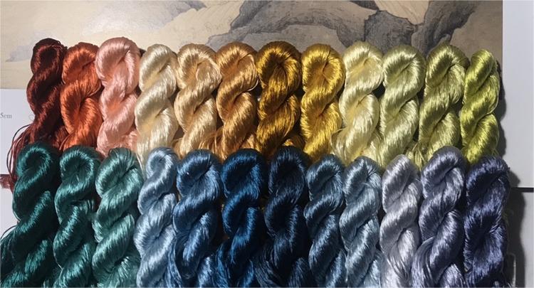 80m Suzhou Embroidery Untwisted Mulberry Silk Thread(#海啸龙吟 80m*24)