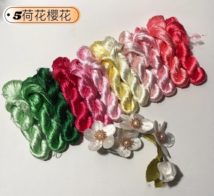 80m Suzhou Embroidery Untwisted Mulberry Silk Thread(#12Colors05  80m*12)