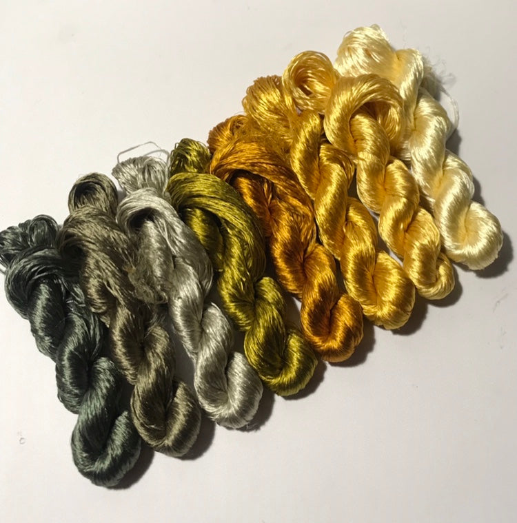 80m Suzhou Embroidery Untwisted Mulberry Silk Thread(#黄玫瑰 80m*8)