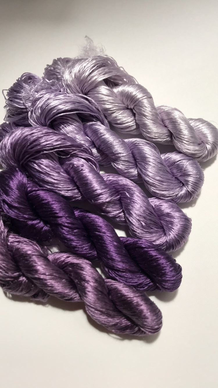 80m Suzhou Embroidery Untwisted Mulberry Silk Thread(#迷夜紫 80m*5)