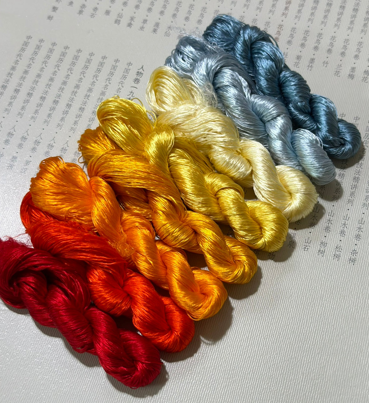 100m Suzhou Embroidery Untwisted Mulberry Silk Thread(#凤尾 100m*8)