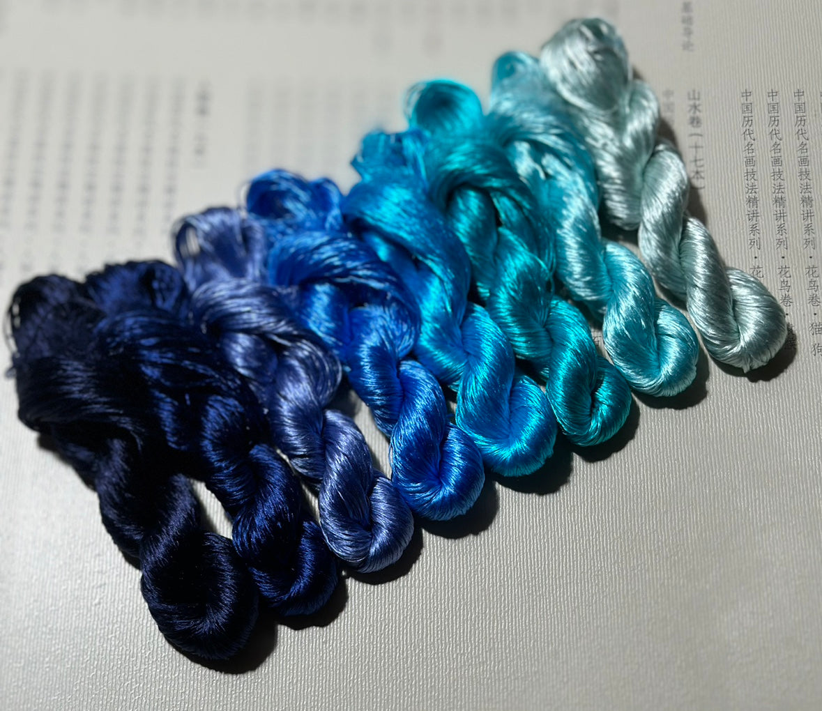 80m Suzhou Embroidery Untwisted Mulberry Silk Thread(#兰系 80m*8)