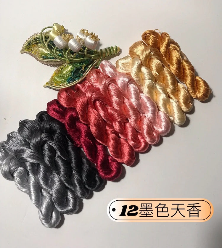 80m Suzhou Embroidery Untwisted Mulberry Silk Thread(#12Colors12 80m*12)