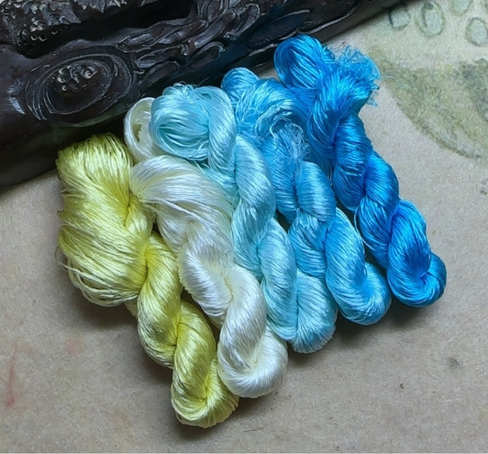80m Suzhou Embroidery Untwisted Mulberry Silk Thread(#叶色蝴蝶 80m*5)