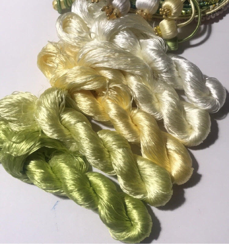 80m Suzhou Embroidery Untwisted Mulberry Silk Thread(#萌绿 80m*5)