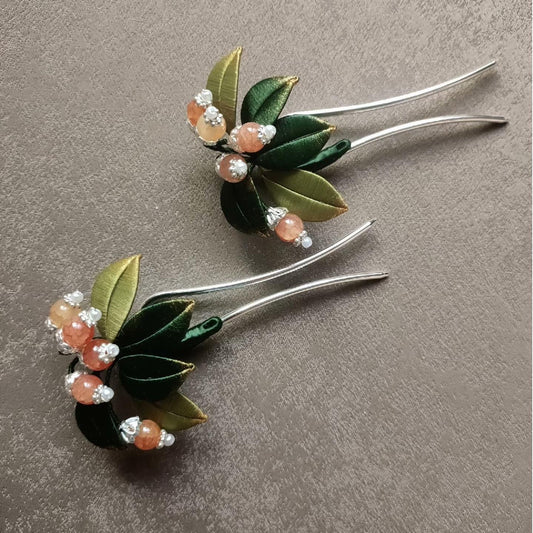 Red Fruit Handmade Hairpin - Silk Hairpin(Chanhua)